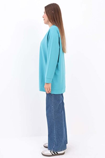 ALLDAY Φούτερ με μανίκια ρεγκλάν με λαιμόκοψη τιρκουάζ