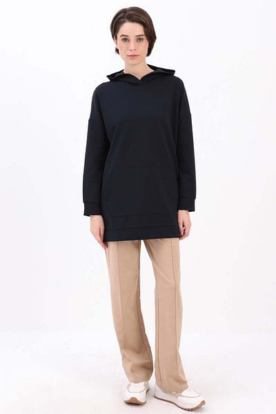 ALLDAY Navy Blue-Hooded Sweat Tunic
