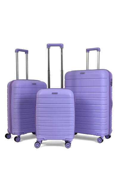 Reymond Luggage Karbon PP Seyahat Valizi Horizon Serisi Kırılmaz Bavul, Lila - 3'lü Set