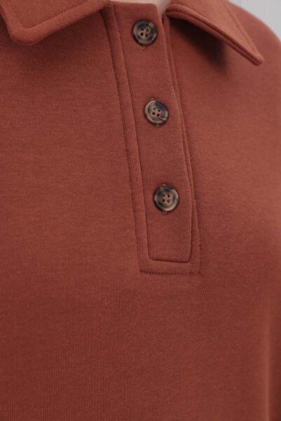 ALLDAY Coffee-Sweat Tunic with Side Zip Collar