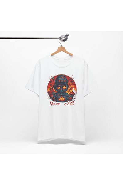 IVART Πολύχρωμο GAME OVER Τυπωμένο -unisex -100% βαμβακερό κοντομάνικο μπλουζάκι με κανονικό λαιμόκοψη