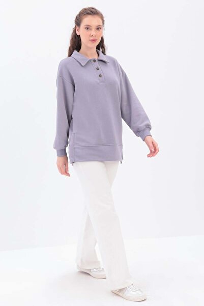 ALLDAY Sweat Tunic with Zippered Collar on the Sides