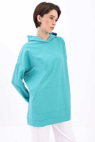 ALLDAY Turquoise-Hooded Sweat Tunic
