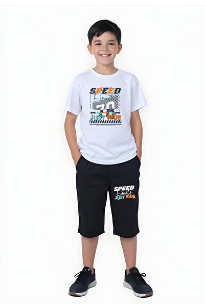 YA KO KİDS Speed ​​Printed Boy's Double Pocket Capri Σετ κάτω-κορυφής
