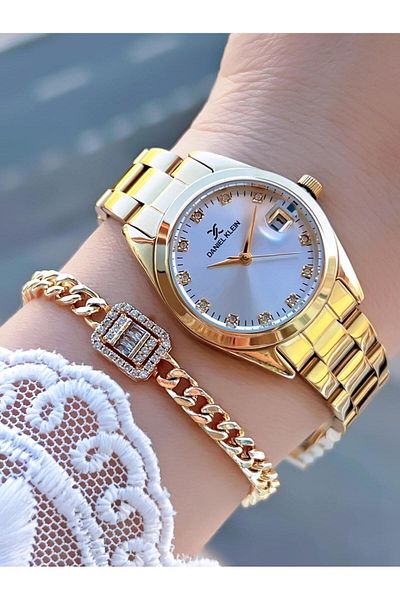 Daniel Klein 30 Mt Water Resistant Women's Wristwatch and Bracelet with Steel Cord