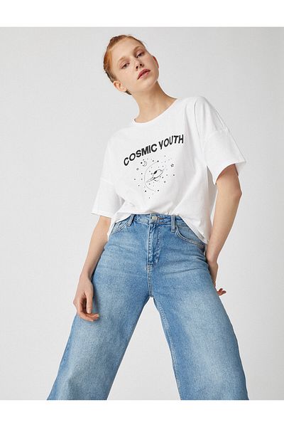 Koton Γυναικείο T-Shirt Letter Printed Crew Neck