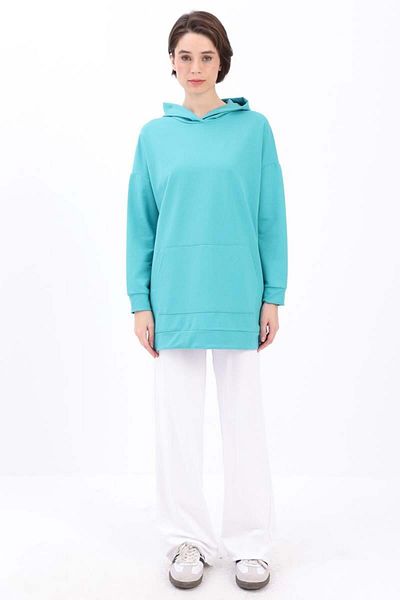 ALLDAY Turquoise-Hooded Sweat Tunic