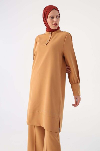 ALLDAY Mustard Glitter ραμμένο Half Placket Casual κοστούμι