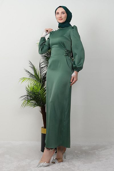 GİZ AGİYİM Μαλακό πράσινο φόρεμα Hijab Sahara