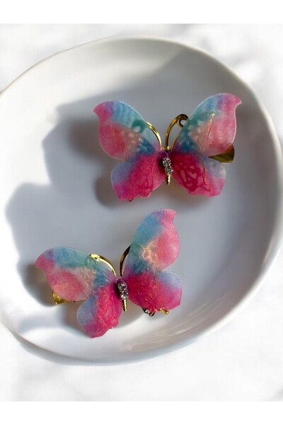 MUTENA أجنحة الفراشة من التول المتحرك، مشبك كوليت متدلي من حجر الراين، قطعتان...