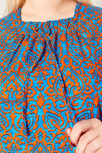 Ferace Γυναικείο φόρεμα βισκόζης μεγάλου μεγέθους Hijab με σχέδιο Indigo