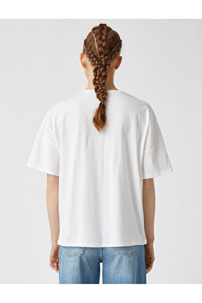 Koton Dámské tričko s dopisním potiskem s výstřihem