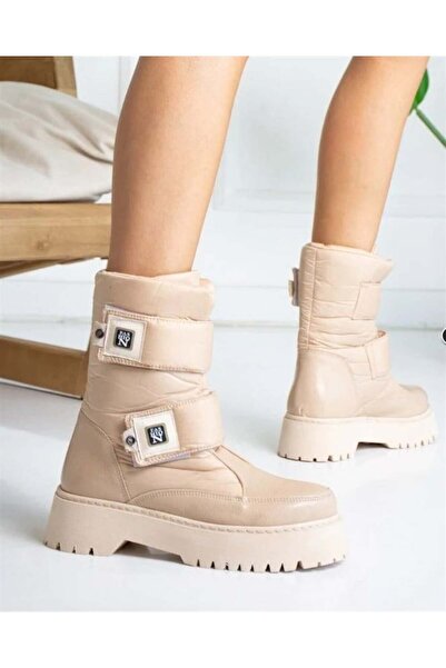 izlife Kırışık Siyah Rugan Kadın Kar Botu, Bantlı Bağlama Bot