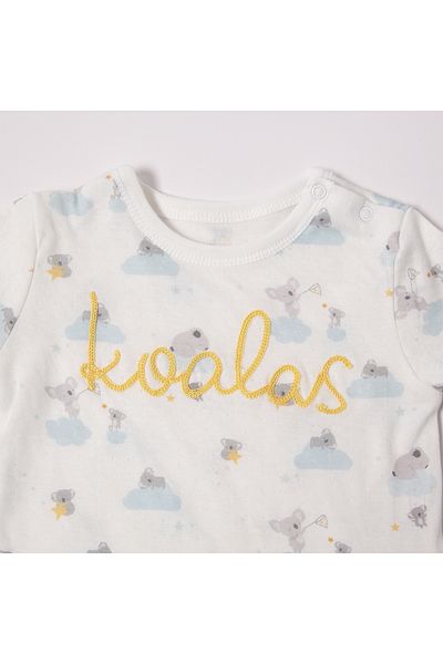 Bebetto Organic Single Jersey Double Pajamas Set - 3-Piece (Organic Star and Koalas) F1428