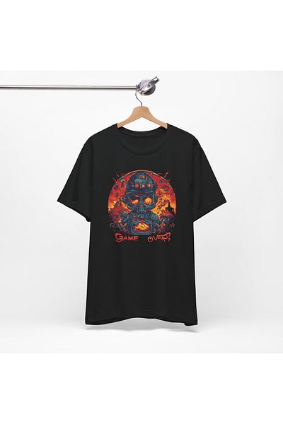 IVART Πολύχρωμο GAME OVER Τυπωμένο -unisex -100% βαμβακερό κοντομάνικο μπλουζάκι με κανονικό λαιμόκοψη