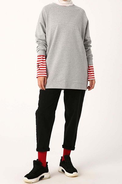 ALLDAY Pulover cu mâneci Melange-Reglan gri