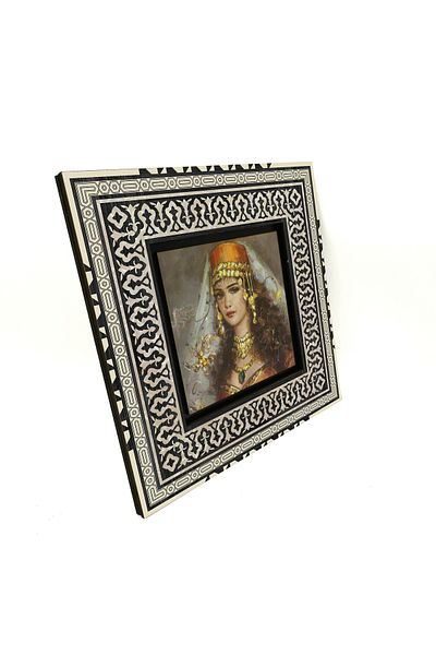 Sadrazam Ottoman Woman Drawing Printed Mdf Table 20X20 Krt-110