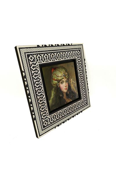 Sadrazam Ottoman Woman Drawing Printed Mdf Table 20X20 Krt-111