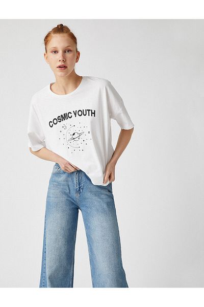 Koton Γυναικείο T-Shirt Letter Printed Crew Neck