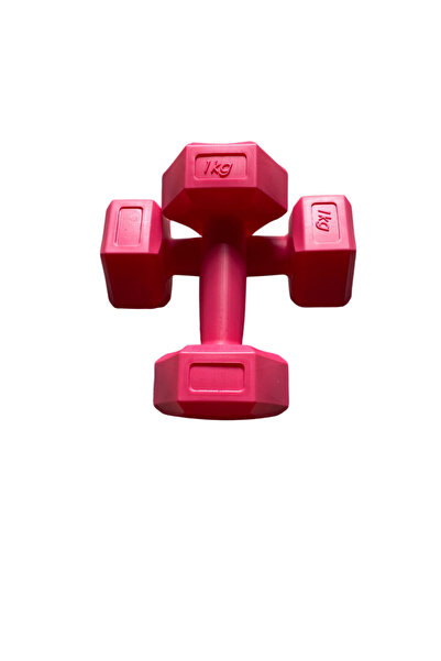 EMH SPOR 1 Kg X 2 Adet Köşeli Vinyl Kaplı Fuşya Dambıl Ağırlık Seti