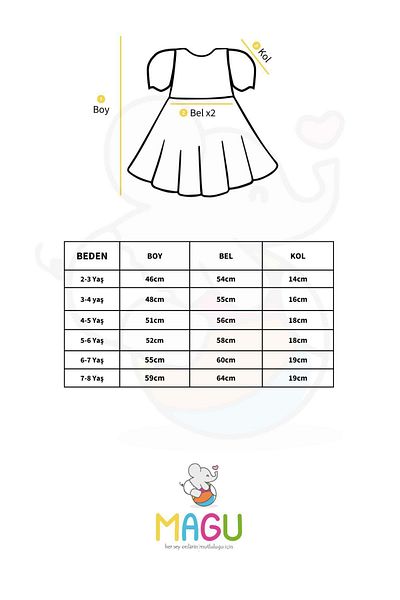 Magu Girl's Ecru Patterned Lined Cotton Dress
