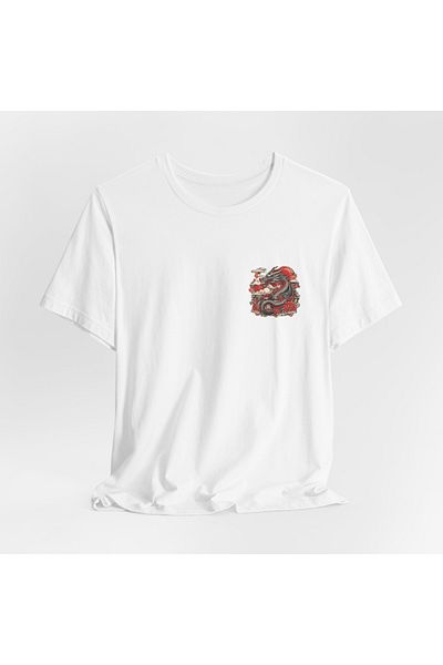 IVART Dragon Printed-Unisex - 100% βαμβακερό κοντομάνικο μπλουζάκι με κανονικό λαιμόκοψη
