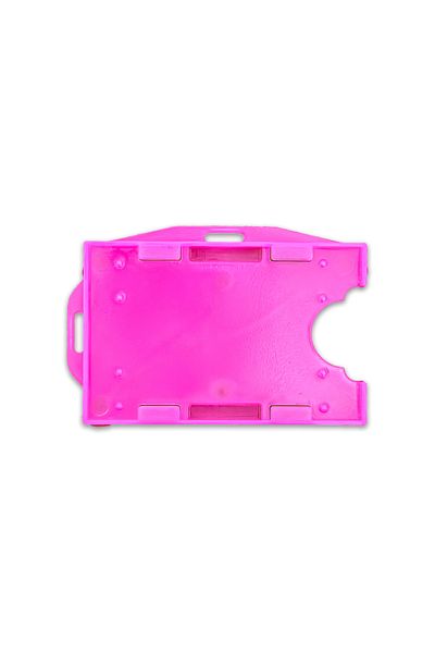 PABALAS Pink Color Name Badge Container with Horizontal and Vertical Double Card Bowl Staff Card Case Card Protector