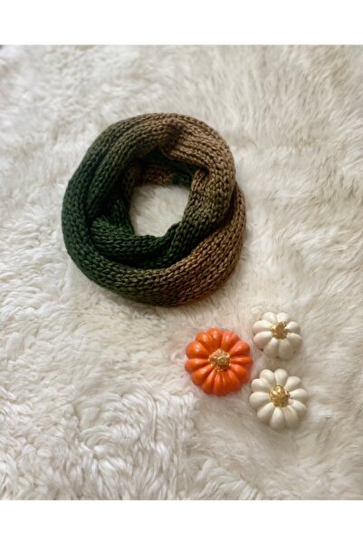 NEŞELİ HOME El Örgüsü %100 Yumuşak Yün Salaş Boyunluk Kahverengi Yeşil Renk 2...