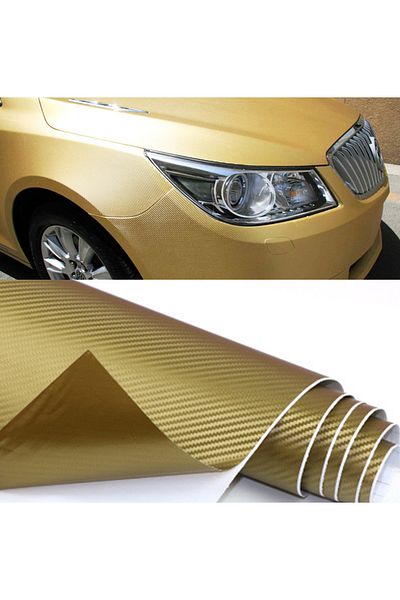 MeyZone Carbon Fiber Foil Air Ducted Vehicle Flooring Foil Gold (Golden Yellow) 30 cm X 1 Meter