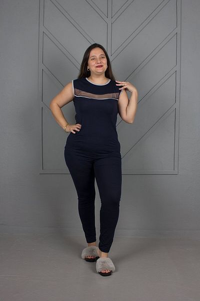 Truva XXL Plus Size Dressing Gown Nightgown Dark Blue