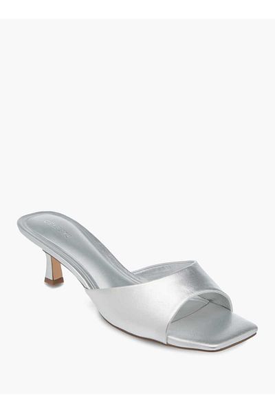 Celeste Women's Solid Slip-On Sandals with Kitten Heels