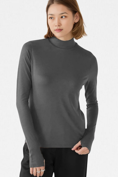 VODENS Γυναικείο καφέ ανθρακί 2 τεμαχίων εξαιρετικά μαλακό σώμα με λεπτομέρεια στα δάχτυλα