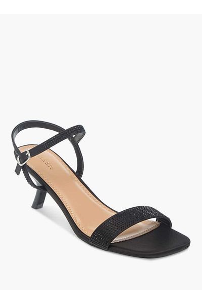 Celeste Women's Embellished Sandals with Kitten Heels and Buckle Closure