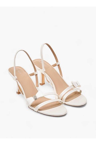 Flora Bella by Shoexpress Flora Bella Bow Applique Slingback Sandals with Flared Heel