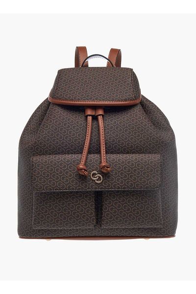 Celeste Monogram Print Backpack with Drawstring Closure