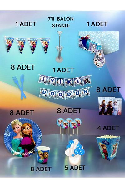 VibeHome Frozen Themed 2XL Pack for 8 - Birthday Party and Fun Events