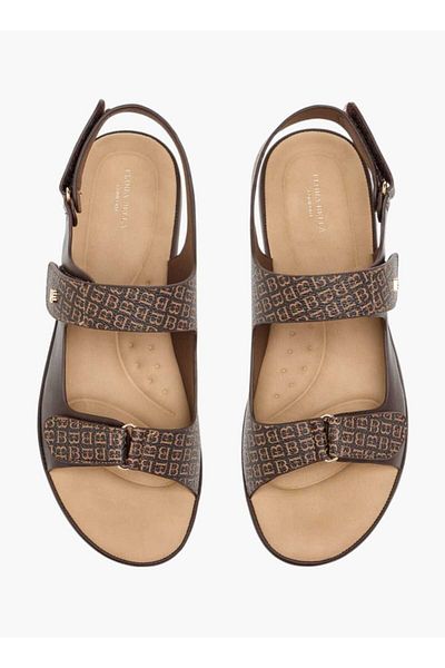 Flora Bella by Shoexpress Flora Bella Monogram Print Sandals with Hook and Loop Closure