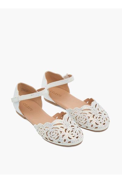 Celeste Girls' Embellished Ballerinas with Hook and Loop Closure
