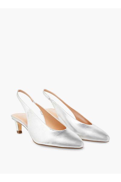 Celeste Women's Solid Slingback Pointed Toe Shoes with Kitten Heels