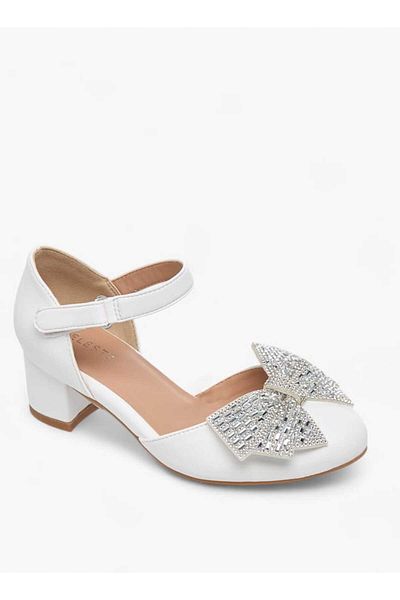 Celeste Celeste Girl's Bow Accent Block Heeled Sandals with Hook and Loop Closure