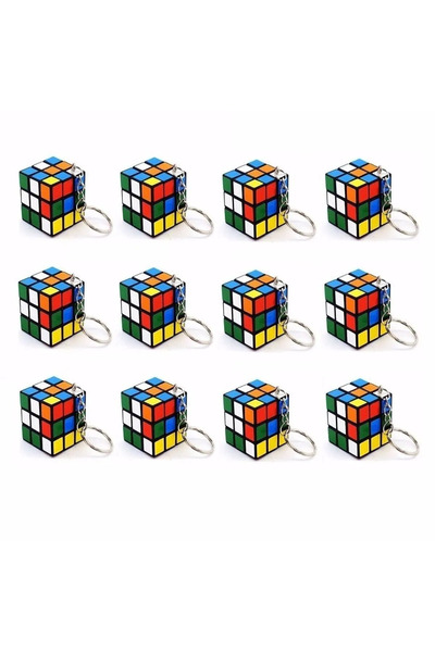 Genel Markalar 12 Adet Mini Rubik Zeka Küpü (sabır Küpü) 3x3 Anahtarlık