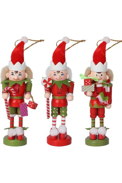 mutlu adım 3Pcs 12cm Wooden Lead Soldier Nutcracker Elf