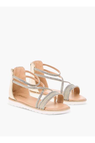 Juniors Embellished Strappy Sandals with Zip Closure