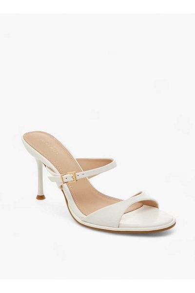 Flora Bella by Shoexpress Flora Bella Solid Slip-On Sandals with Stiletto Heels and Buckle Detail