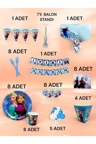 VibeHome Frozen Themed 2XL Pack for 8 - Birthday Party and Fun Events
