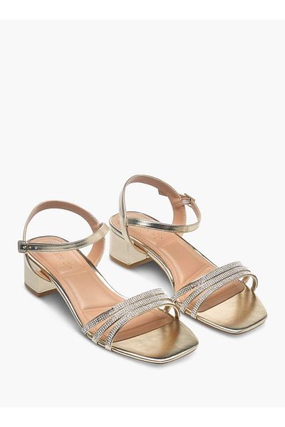 Celeste Women's Embellished Sandals with Block Heels and Buckle Closure