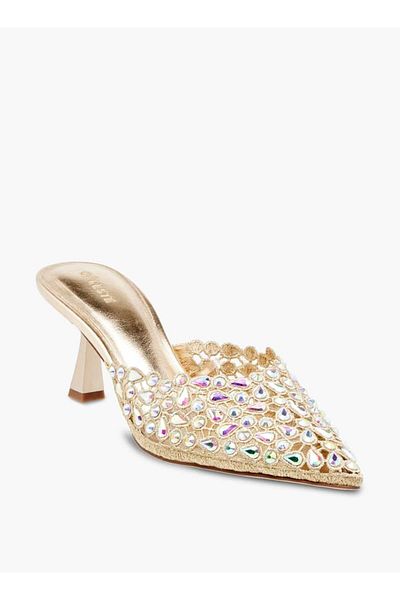Celeste Women's Embellished Slip-On Shoes with Flared Heels