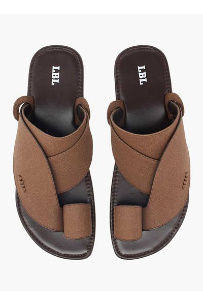 LBL by Shoexpress Textured Slip-On Arabic Sandals with Toe Loop Detail