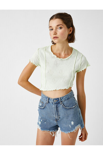 Koton Tricou cu detaliu fluture, cu mânecă scurtă din bumbac