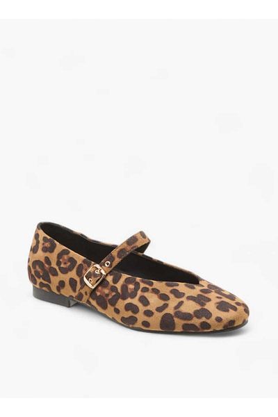 Celeste Women's Animal Print Ballerina Shoes with Buckle Closure